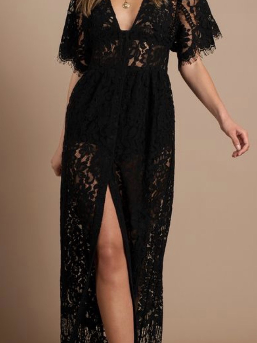 Tobi Black Lace Maxi Dress